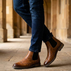 Ruperto | Botines Chelsea con Detalle Brogue para Hombre