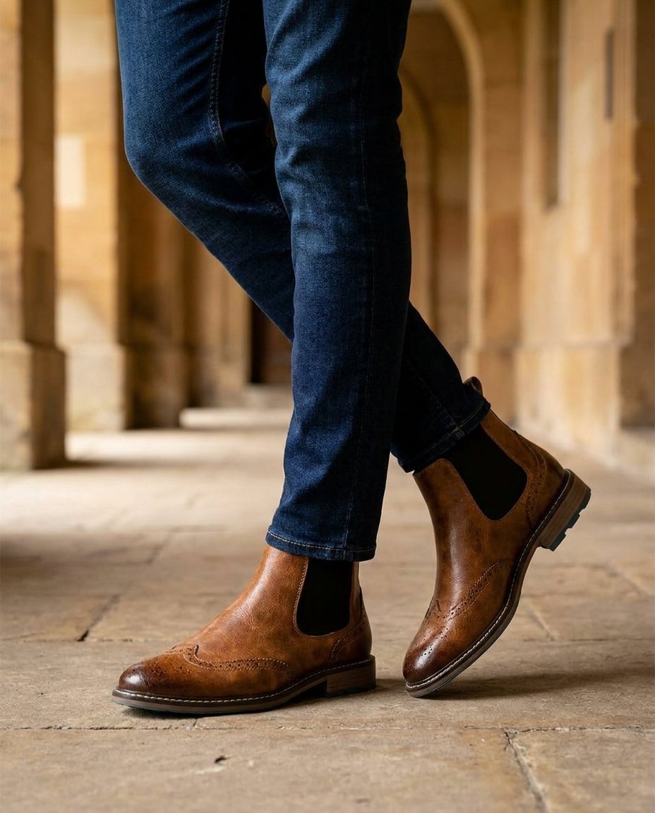 Ruperto | Botines Chelsea con Detalle Brogue para Hombre