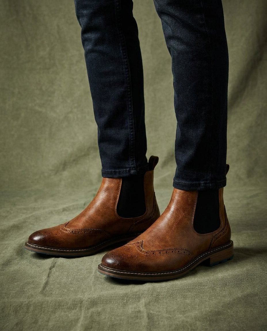 Ruperto | Botines Chelsea con Detalle Brogue para Hombre