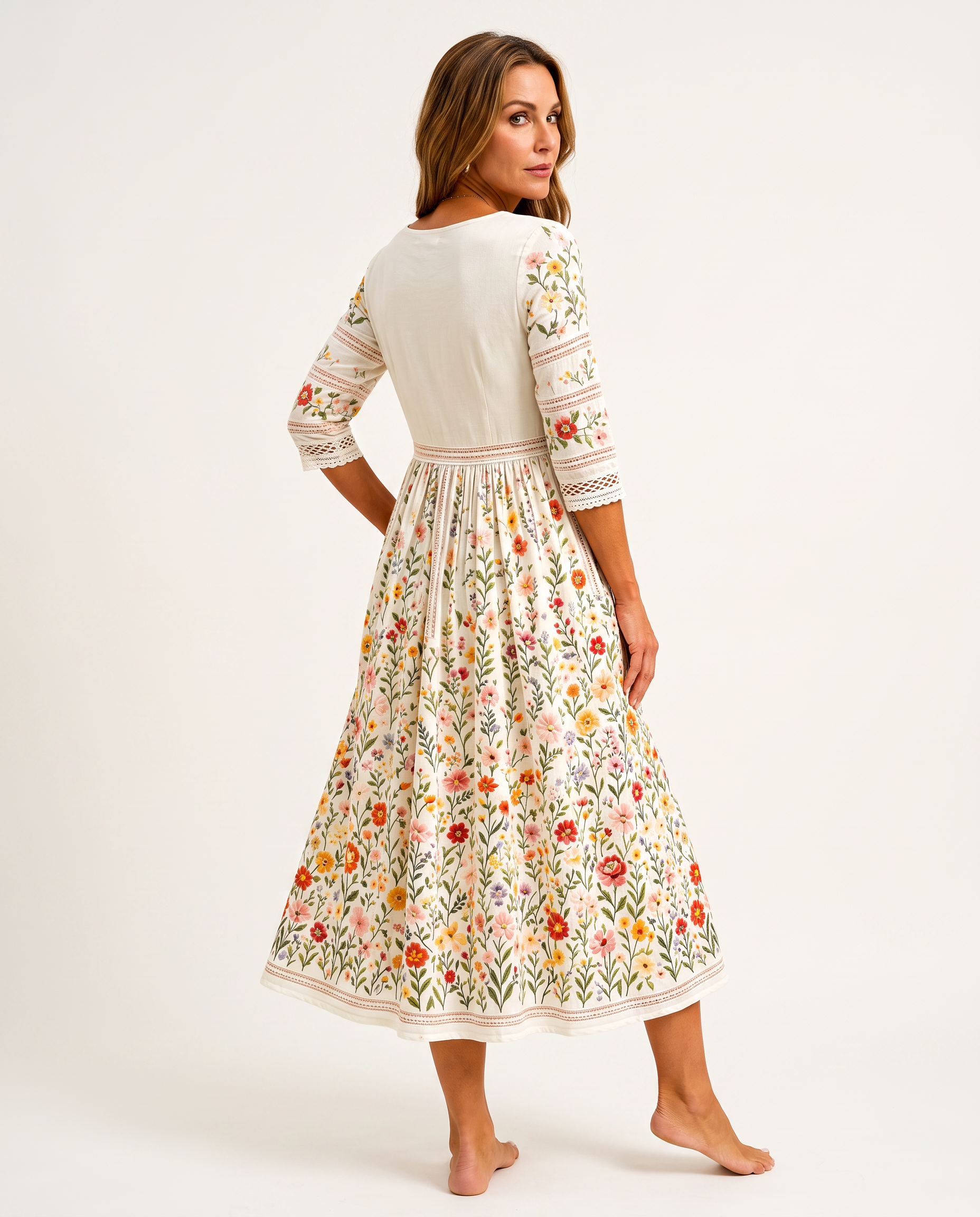 Bárbara | Vestido Midi Con Encanto De Flores Silvestres