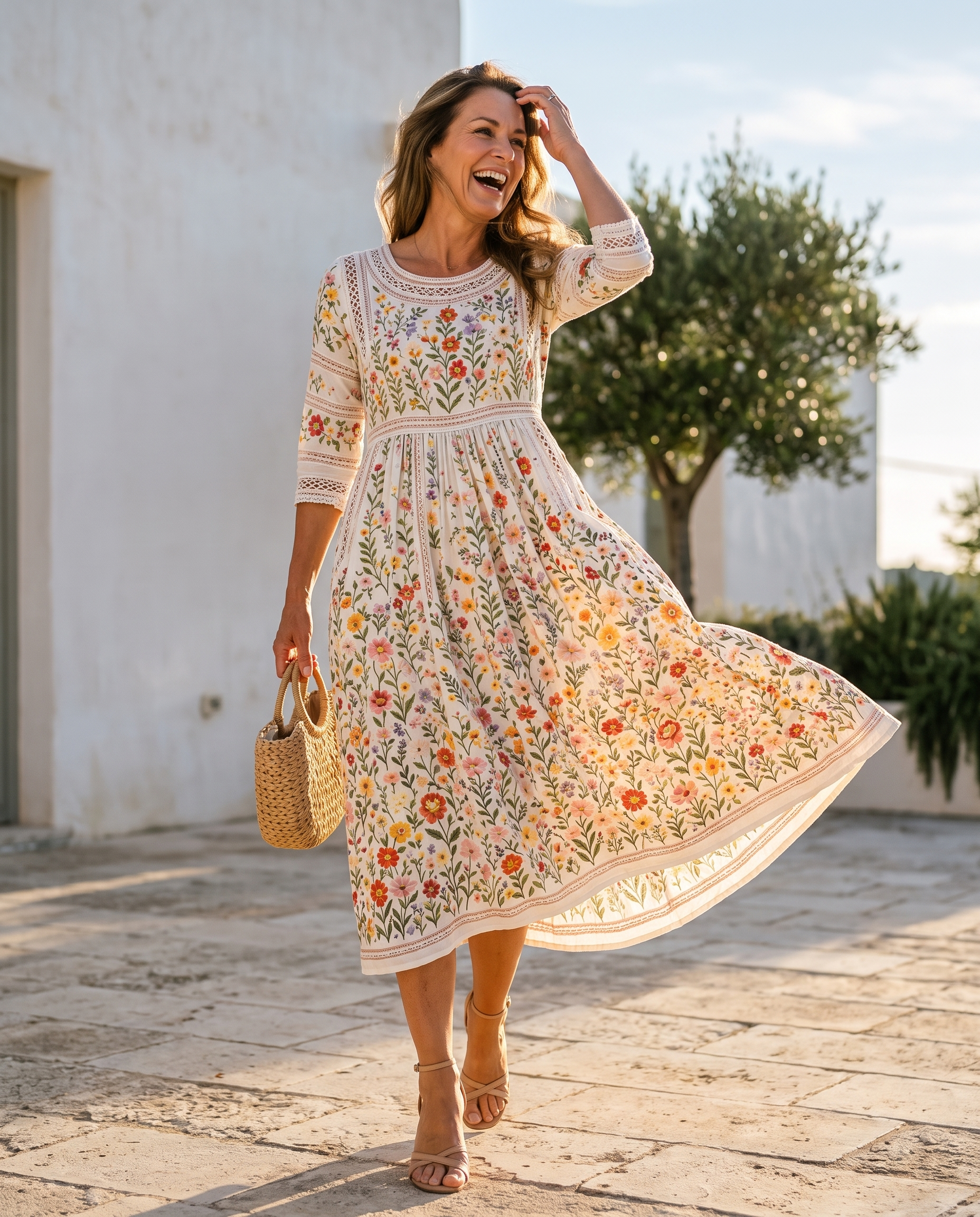 Bárbara | Vestido Midi Con Encanto De Flores Silvestres