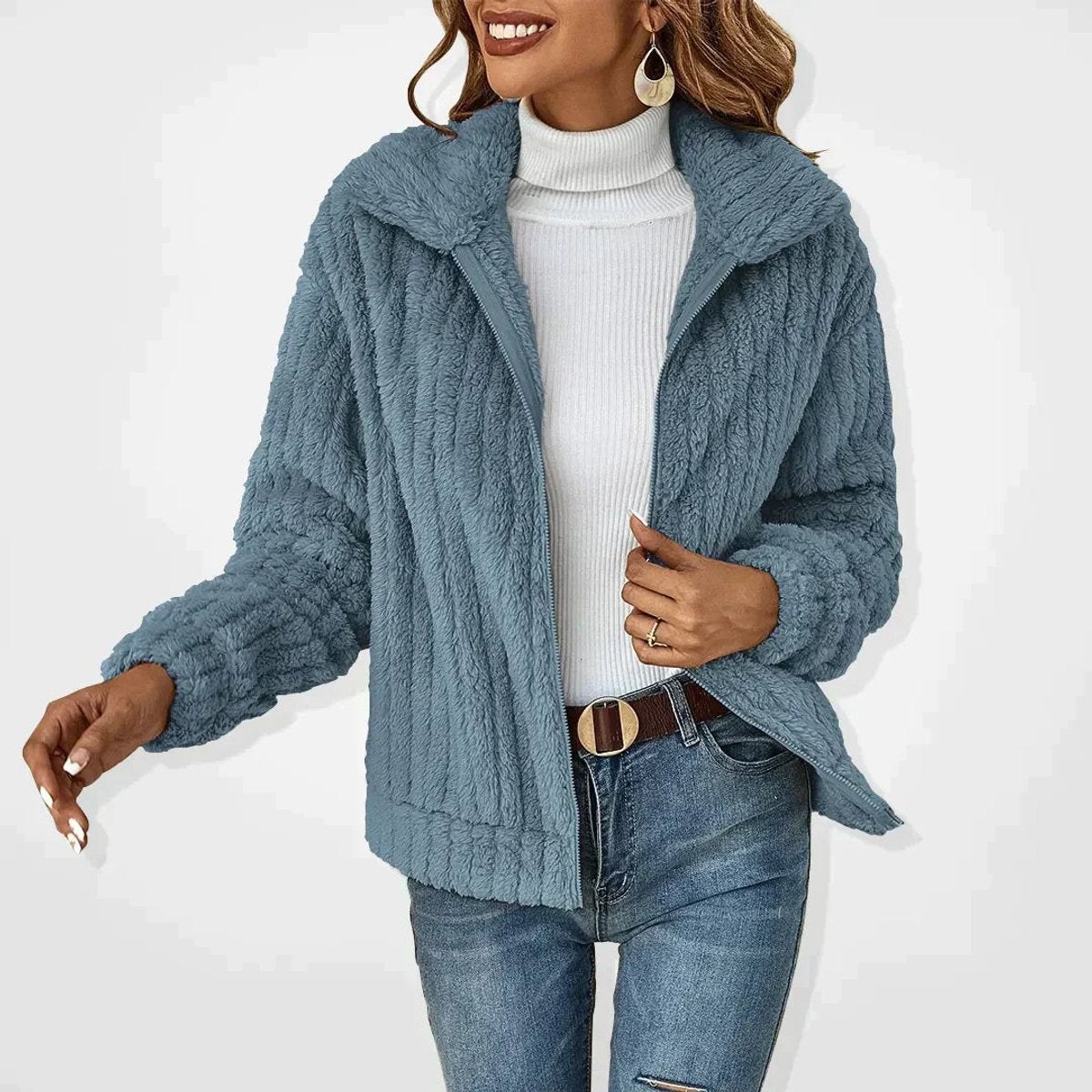 Marta | Cárdigan Sherpa Oversize con Cierre