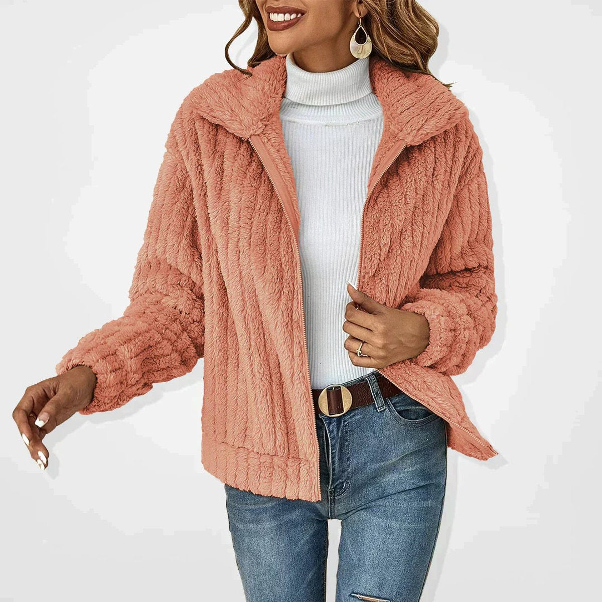 Marta | Cárdigan Sherpa Oversize con Cierre