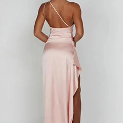 Vestido de gala satinado un hombro
