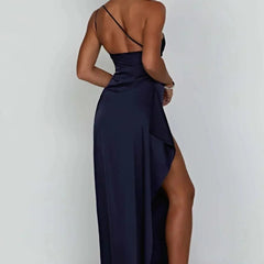 Vestido de gala satinado un hombro