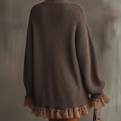 Vestido de Punto Cuello Alto con Volantes
