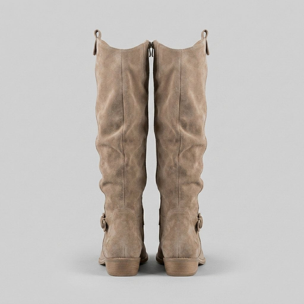 Botas Altas Mujer con Cierre Lateral y Tacón Bajo